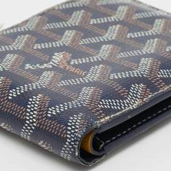 Pre Owned Goyard Victoire Navy Blue Goyardine Coated Canvas Bifold Wallet
