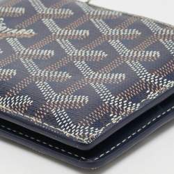 Pre Owned Goyard Victoire Navy Blue Goyardine Coated Canvas Bifold Wallet