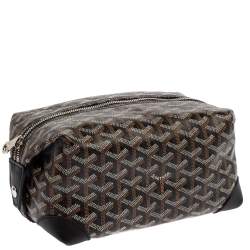 Pre Owned Goyard Black Goyardine Coated Canvas and Leather Boeing 25 Trousse Clutch