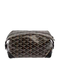 Pre Owned Goyard Black Goyardine Coated Canvas and Leather Boeing 25 Trousse Clutch