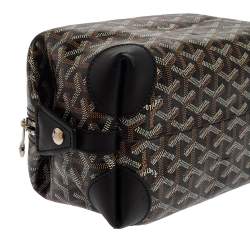 Pre Owned Goyard Black Goyardine Coated Canvas and Leather Boeing 25 Trousse Clutch