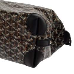 Pre Owned Goyard Black Goyardine Coated Canvas and Leather Boeing 25 Trousse Clutch