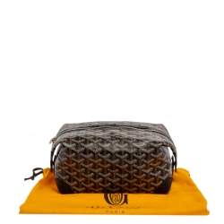Pre Owned Goyard Black Goyardine Coated Canvas and Leather Boeing 25 Trousse Clutch