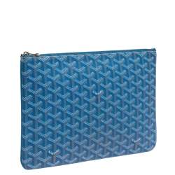 Goyard Blue Goyardine Coated Canvas Zip Pouch