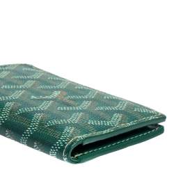Pre Owned Goyard Green Goyardine Coated Canvas Saint Pierre Bifold Card Holder