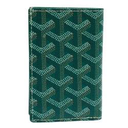 Pre Owned Goyard Green Goyardine Coated Canvas Saint Pierre Bifold Card Holder