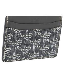 Pre Owned حافظة بطاقات غويارد سان سولبيس كانفاس مقوى نقوش غوياردين رصاصي