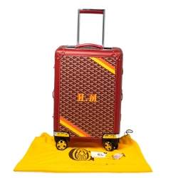 Goyard Red Goyardine Canvas and Leather Bourget PM Trolley