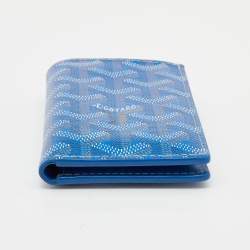 Pre Owned Goyard Blue Goyardine Coated Canvas Saint Pierre Bifold Card Holder