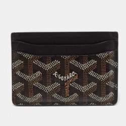 Pre Owned Goyard Black Goyardine Coated Canvas and Leather Saint Sulpice Card Holder