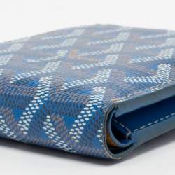 Pre Owned Goyard Blue Goyardine Coated Canvas Bi-Fold Wallet