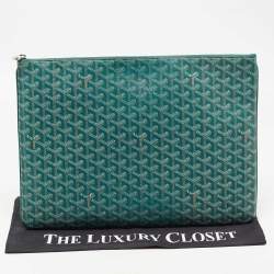 Pre Owned Goyard Green Goyardine Coated Canvas Senat GM Clutch