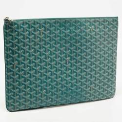 Pre Owned Goyard Green Goyardine Coated Canvas Senat GM Clutch