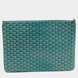Pre Owned Goyard Green Goyardine Coated Canvas Senat GM Clutch