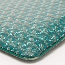 Pre Owned Goyard Green Goyardine Coated Canvas Senat GM Clutch