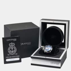 Graham Black Stainless Steel Crocodile Leather Chronofighter Oversized GMT  20VGS.B39A Men's Wristwatch 47 mm