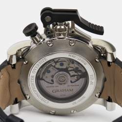 Graham Black Stainless Steel Crocodile Leather Chronofighter Oversized GMT  20VGS.B39A Men's Wristwatch 47 mm