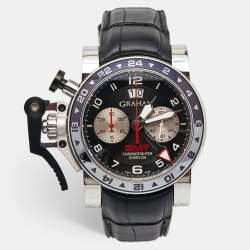 Graham Black Stainless Steel Crocodile Leather Chronofighter Oversized GMT  20VGS.B39A Men's Wristwatch 47 mm
