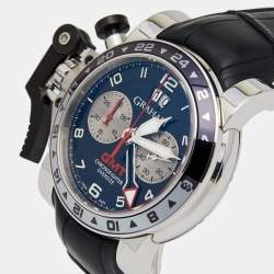 Graham Black Stainless Steel Crocodile Leather Chronofighter Oversized GMT  20VGS.B39A Men's Wristwatch 47 mm