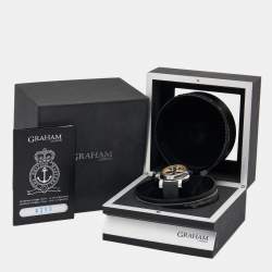 مملوكة مسبقًا ساعة يد رجالة غراهام كرونوفايتر دايفر ديت 20VEV.U05A.K41B مطاط وستانلس ستيل سوداء كبيرة 47 مم