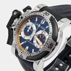 مملوكة مسبقًا ساعة يد رجالة غراهام كرونوفايتر دايفر ديت 20VEV.U05A.K41B مطاط وستانلس ستيل سوداء كبيرة 47 مم