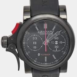 Graham Black PVD Coated Stainless Steel Rubber Limited Edition Chronofighter Trigger 2TRAB.B10A Men's Wristwatch 46 mm