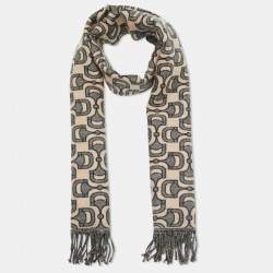 Gucci Brown Dubly Horsebit Pattern Scarf
