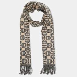 Gucci Brown Dubly Horsebit Pattern Scarf