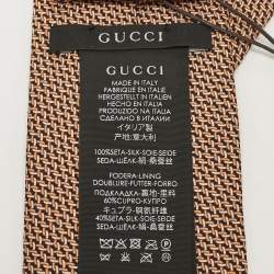 Gucci Brown/Orange Interlaced Print Silk Tie