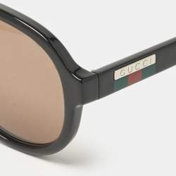 Gucci Black/Brown GG0767S Web Aviator Sunglasses