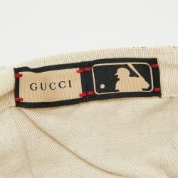 Gucci x MLB Beige Snake Print Leather Baseball Cap M