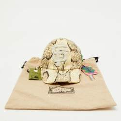 Gucci x MLB Beige Snake Print Leather Baseball Cap M