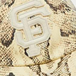 Gucci x MLB Beige Snake Print Leather Baseball Cap M