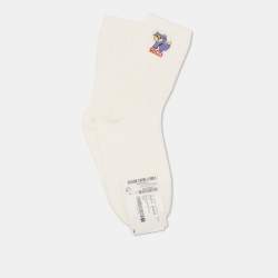 Gucci White Cotton Treccina Latte Socks M (24-26 cm)