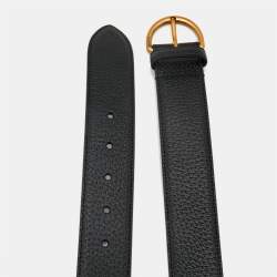 Pre Owned Gucci Black Leather D Ring Buckle Belt 90CM