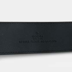 Pre Owned Gucci Black Leather D Ring Buckle Belt 90CM
