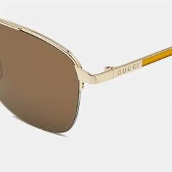 Gucci Brown/Gold Tone GG0985S Aviator Sunglasses