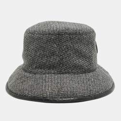 Gucci Black/Grey Wool Logo Patch Bucket Hat XL