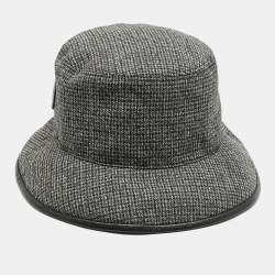 Gucci Black/Grey Wool Logo Patch Bucket Hat XL