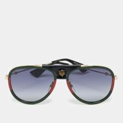 Pre Owned Gucci Black Gradient GG0062S Web Aviator Sunglasses