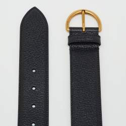 Pre Owned Gucci Black Leather Buckle Belt 100CM
