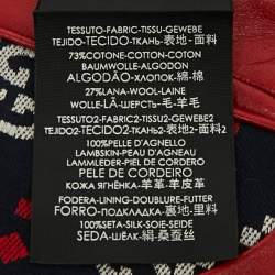 Pre Owned Gucci Gloves L Navy Blue/Red Diamond GG Canvas and Leather 10.5 / L