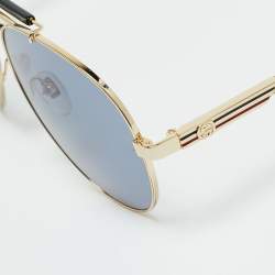 مملوكة مسبقًا نظارة شمسية غوتشي جي جي 1287 أس زرقاء/ذهبية الطيار