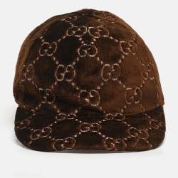مملوكة مسبقًا Gucci Brown GG Velvet Baseball Cap M