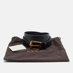 مملوكة مسبقًا Gucci 85 CM Buckle Belt Black Leather