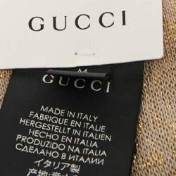 Pre Owned Gucci Beige GG Lamé Socks M