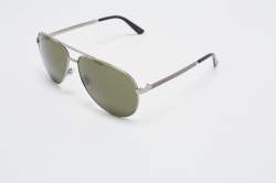 مملوكة مسبقًا Gucci Black/Silver Tone GG0137S Aviator Sunglasses