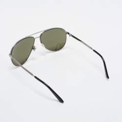 Pre Owned Gucci Black/Silver Tone GG0137S Aviator Sunglasses