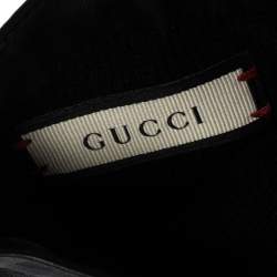 Pre Owned Gucci Black Snake Embossed Leather Gloves Size M