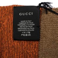 Gucci Rust Supreme GG Monogram Alpaca Wool Scarf 